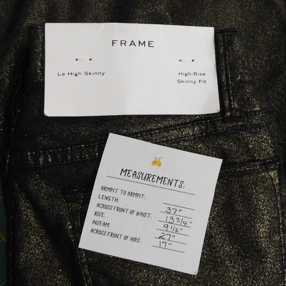 NWT!! FRAME DENIM Le High Skinny High Rise Skinny Fit Old Gold Metallic Size 28 - Picture 16 of 16